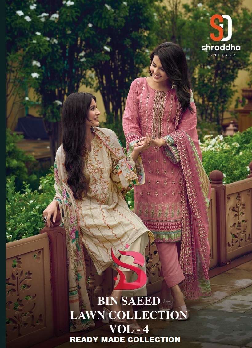 SHARADDHA DESIGNER  BIN SAEED LAWN COLLECTION VOL 4 READY MADE