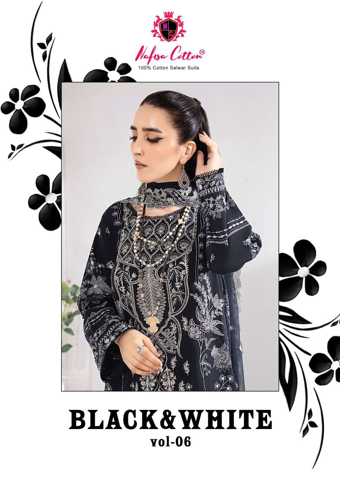 NAFISA COTTON BLACK & WHITE VOL 6 