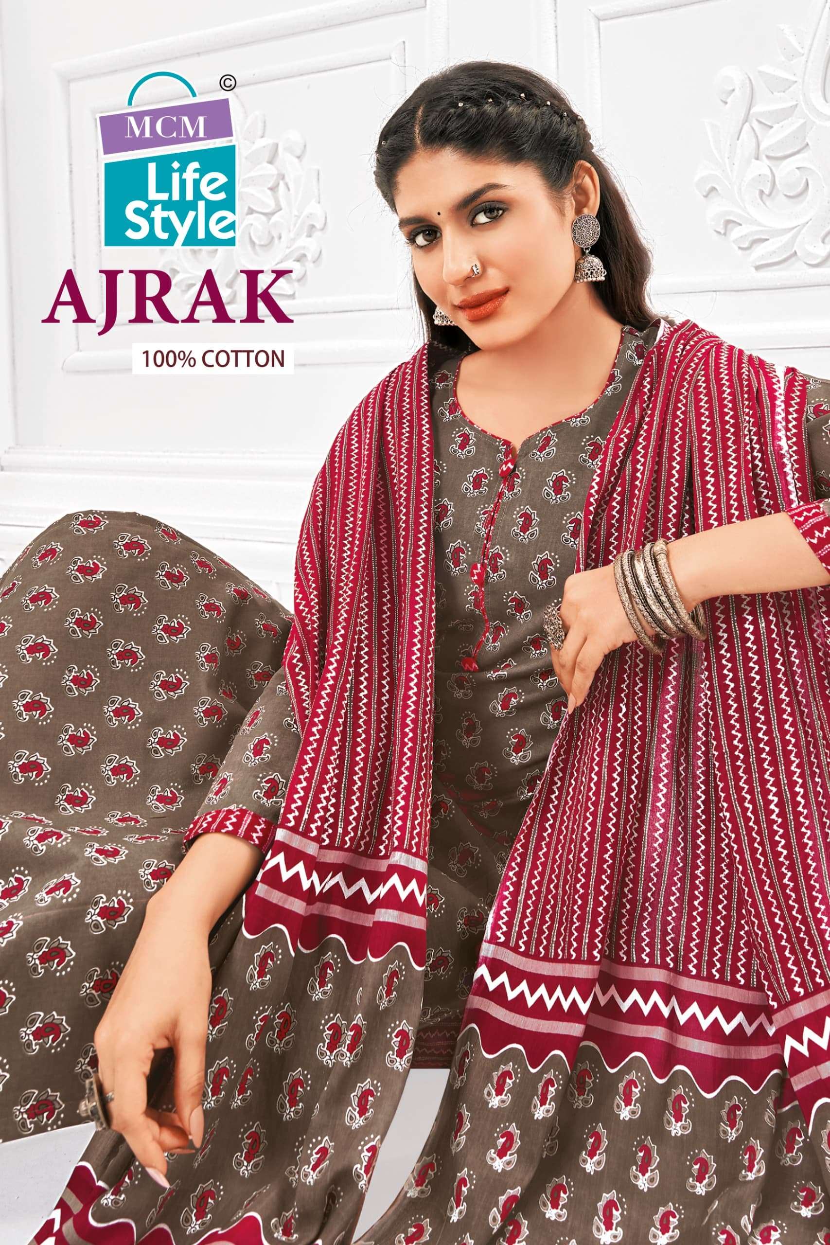 MCM LIFESTYLE AJRAK  VOL 1 DRESS MATERIAL