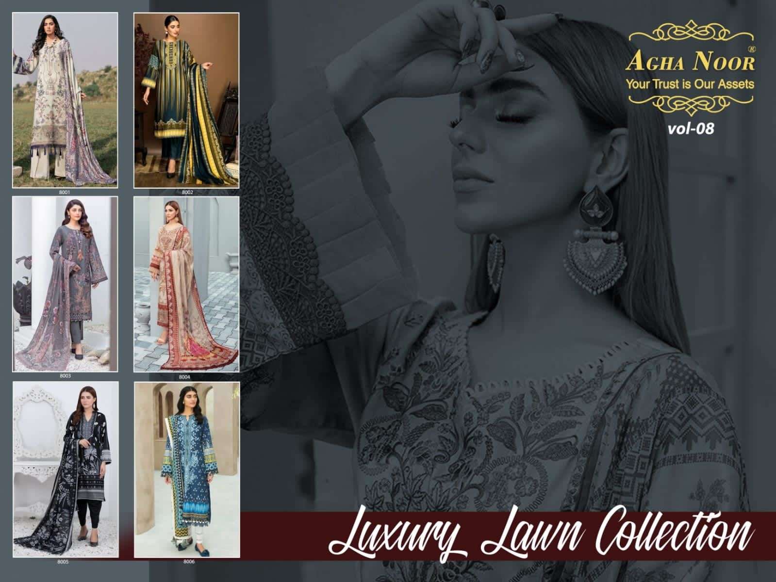 AGHA NOOR LUXURY LAWN COLLECTION VOL 8 