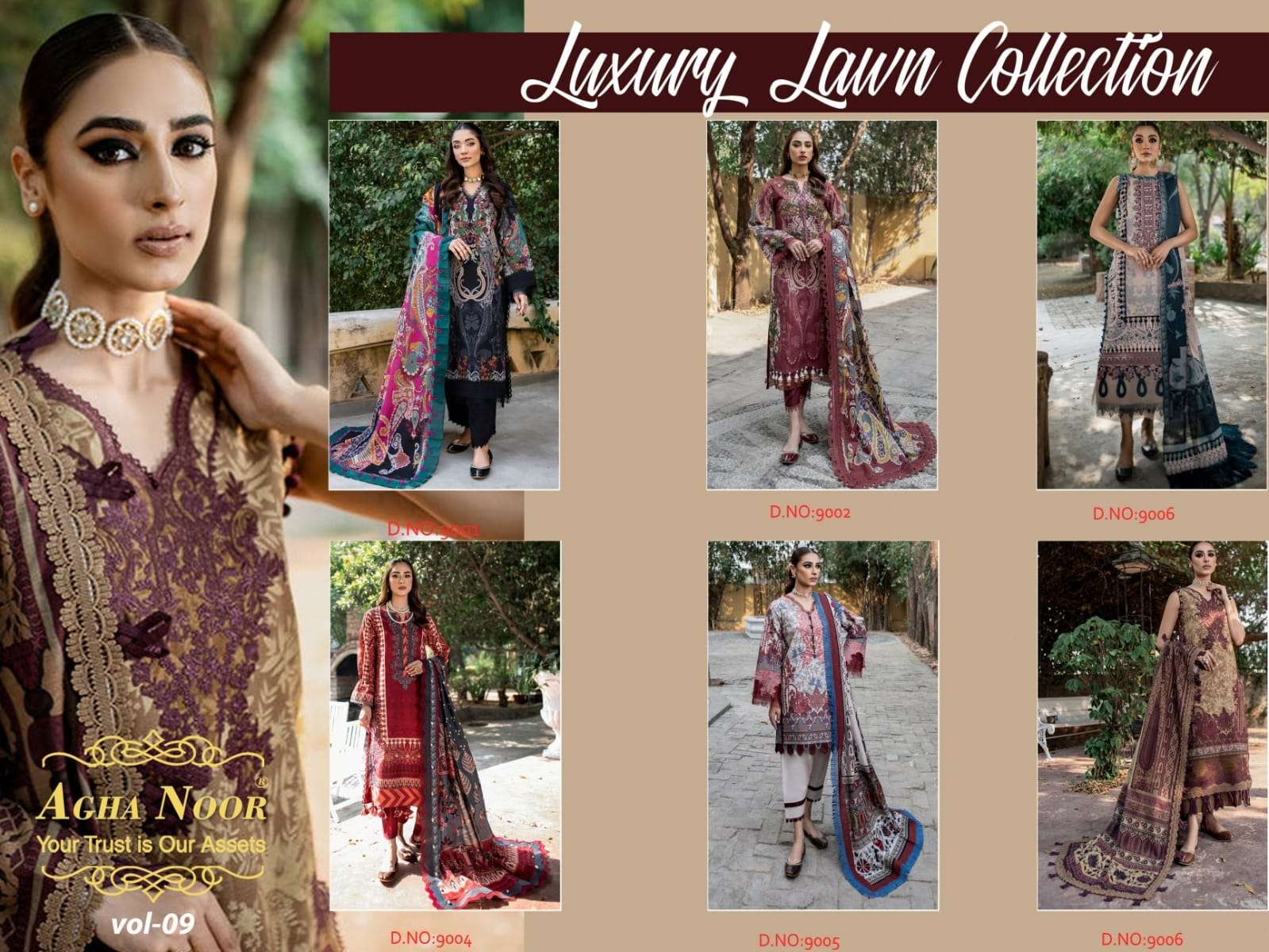 AGHA NOOR LUXURY LAWN COLLECTION VOL 9 