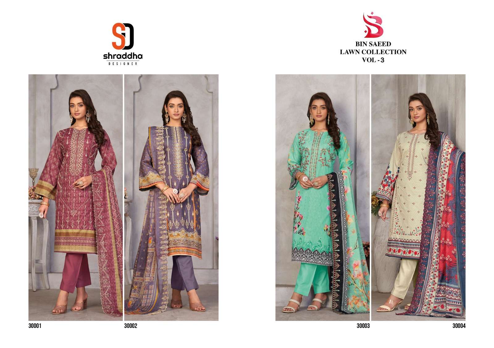 SHARADDHA DESIGNER BIN SAEED LAWN COLLECTION VOL 3