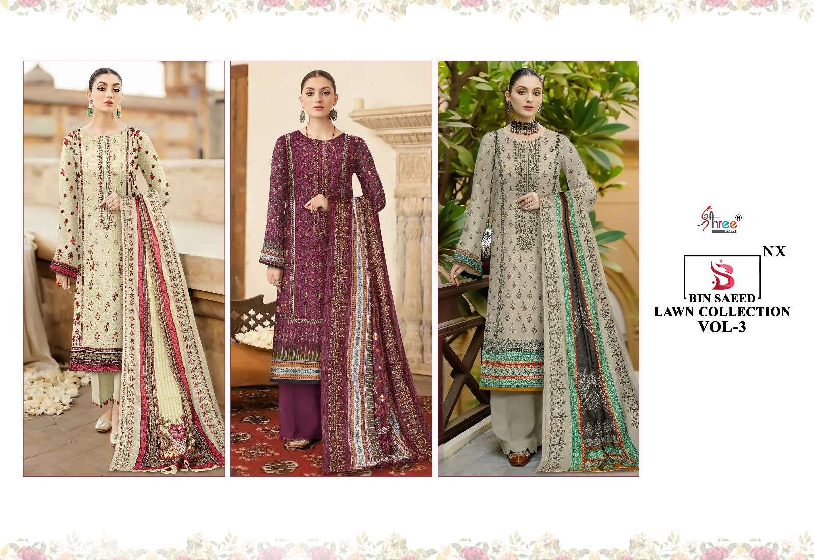 SHREE FABS BIN SAEED LAWN COLLECTION VOL 3 NX