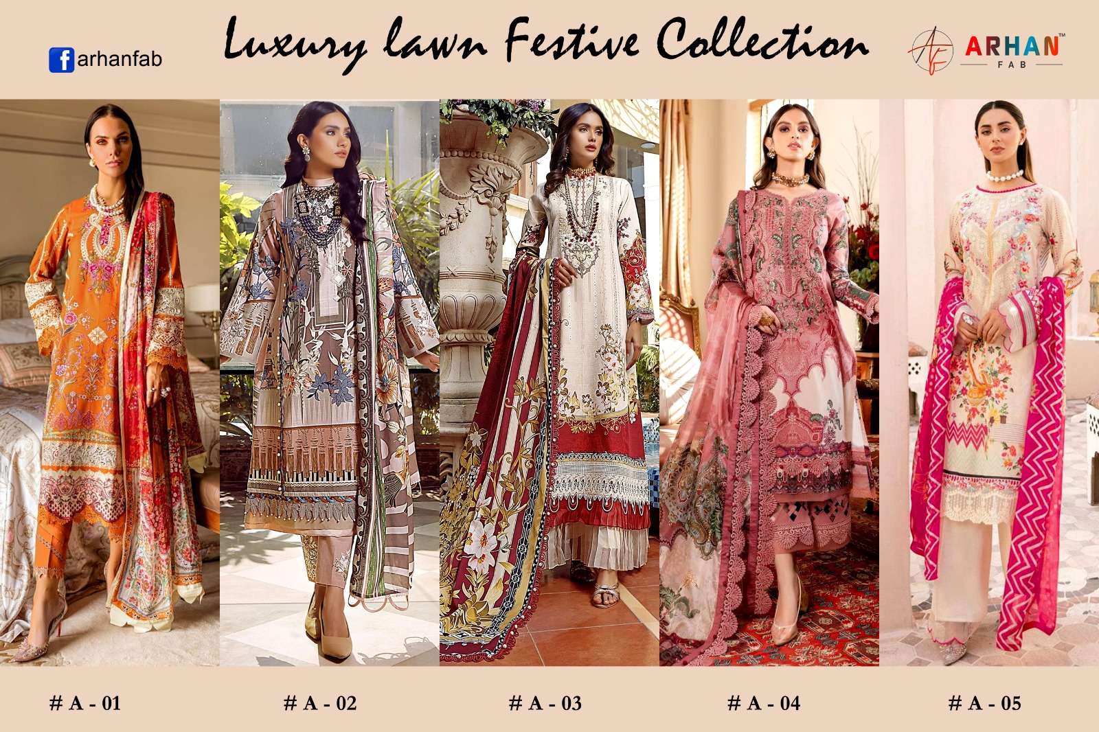 ARHAN FAB LUXURY LAWN FESTIVE COLLECTION