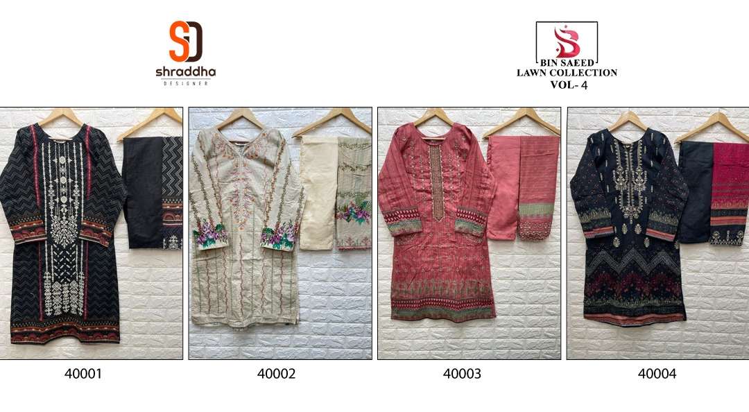 SHARADDHA DESIGNER  BIN SAEED LAWN COLLECTION VOL 4 READY MADE