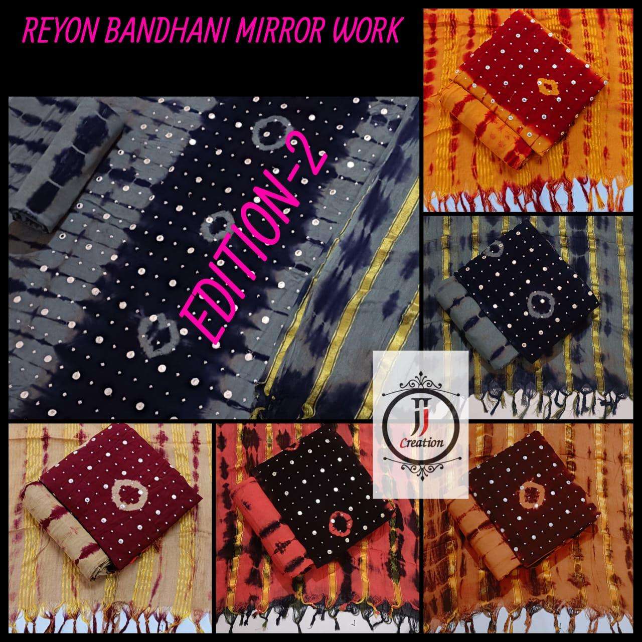 JJ CREATION RAYON BANDHANI MIRROR WORK EDITION VOL 2