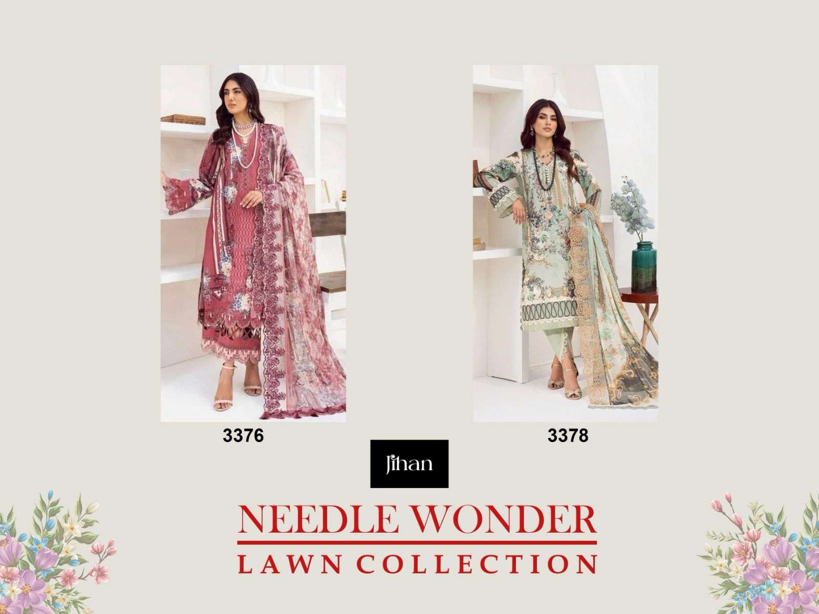 JIHAN NEEDLE WONDER LAWN COLLECTION D NO 3376 AND 3378