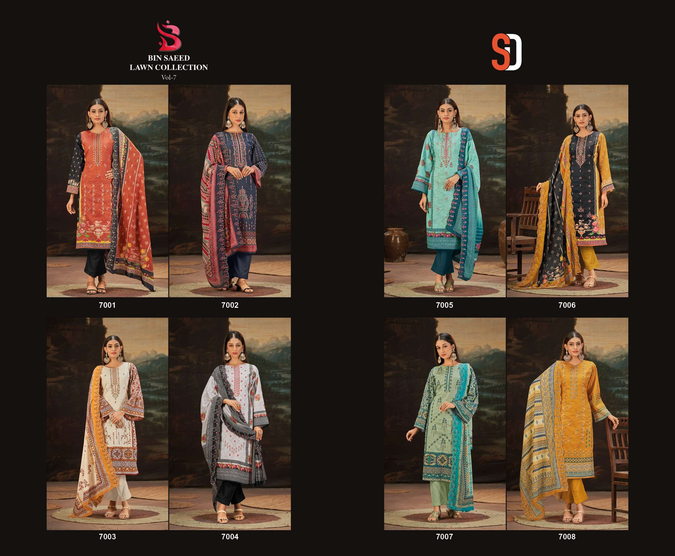 SHARADDHA DESIGNER BIN SAEED LAWN COLLECTION VOL 7