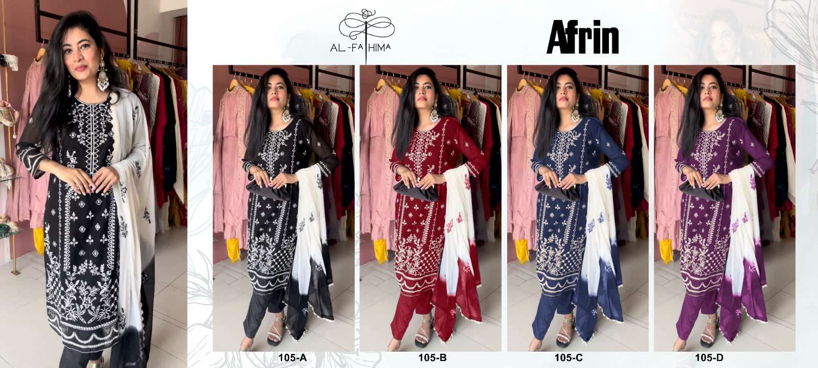 AL FATHIMA AFRIN D NO 105 GEORGETTE EMBROIDERED SUIT