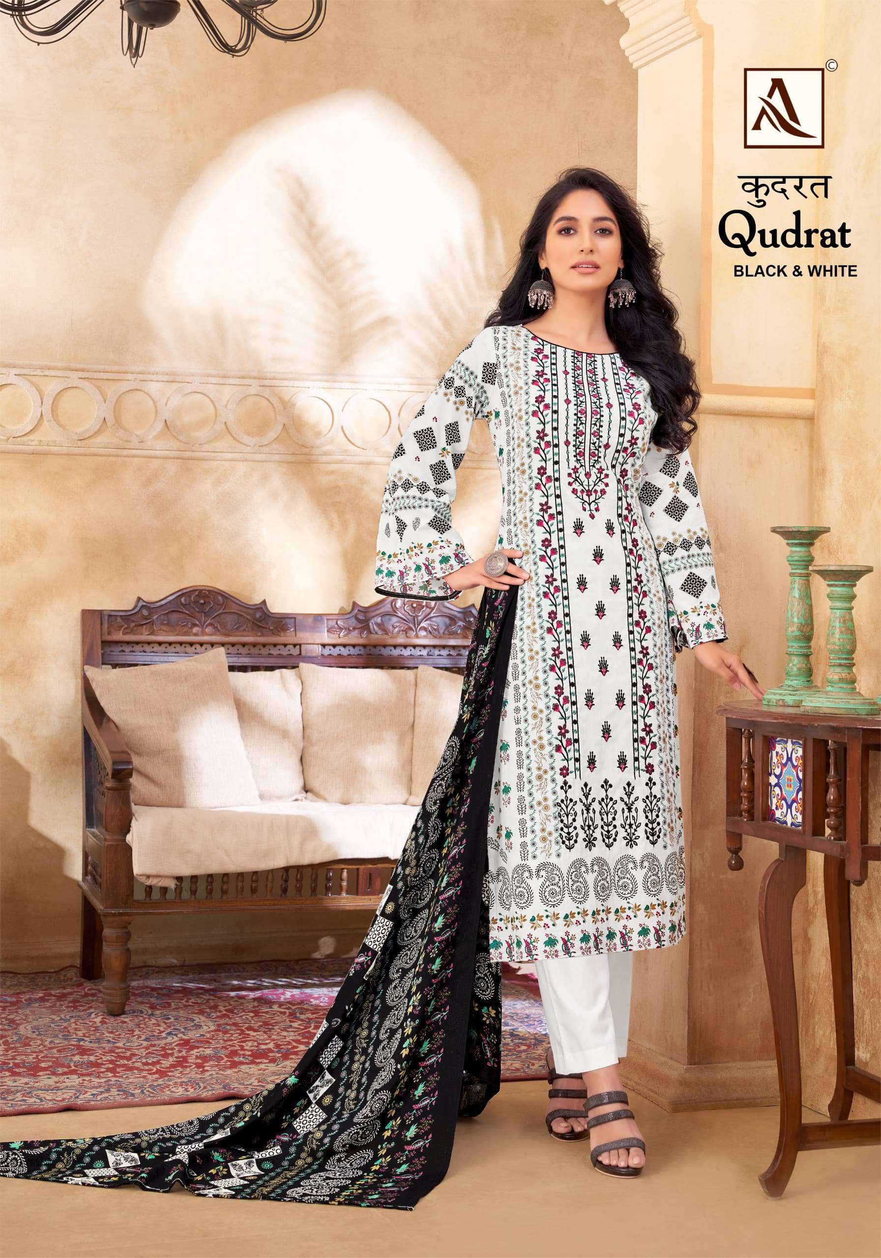 ALOK SUITS QUDRAT BLACK AND WHITE