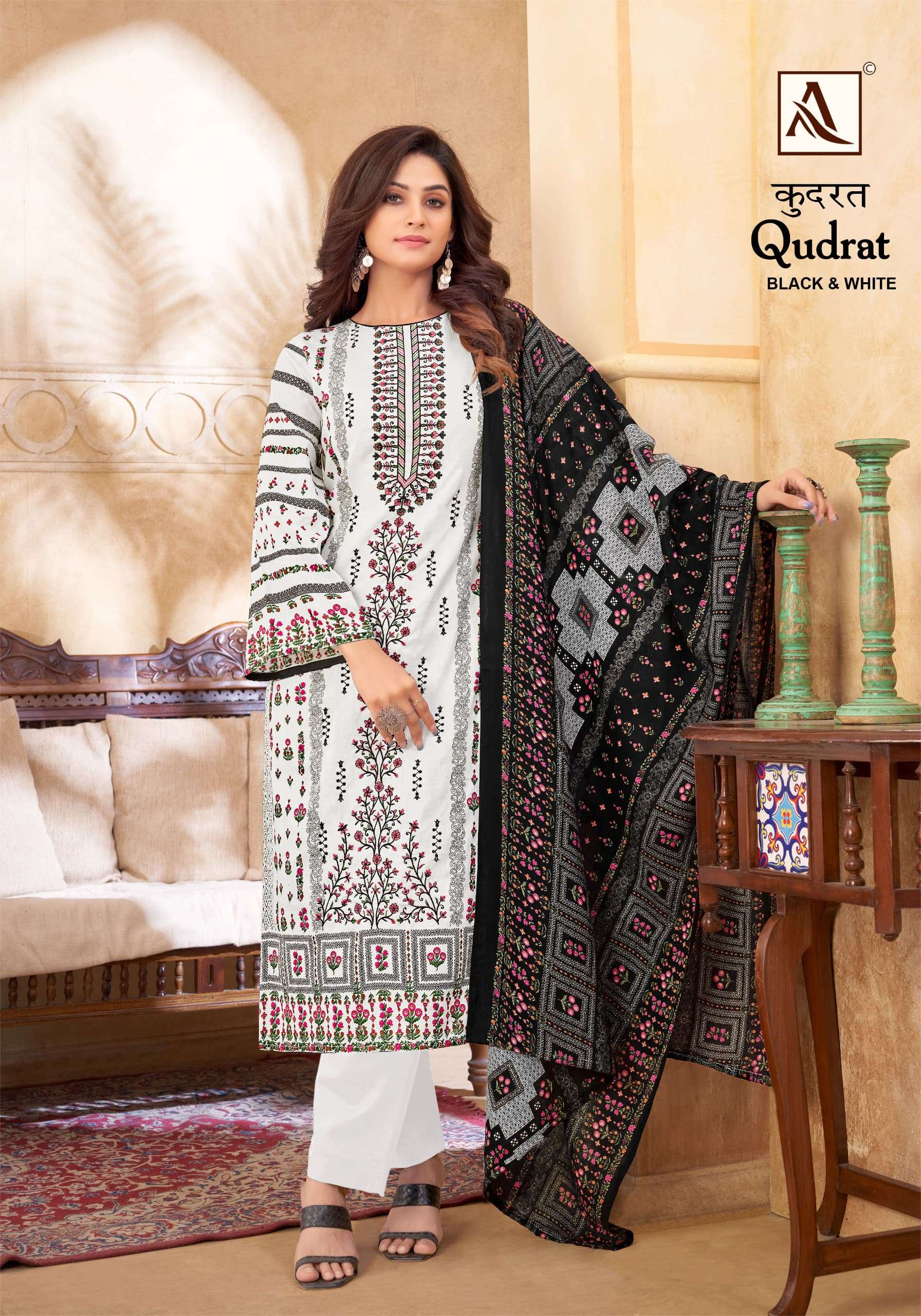 ALOK SUITS QUDRAT BLACK AND WHITE