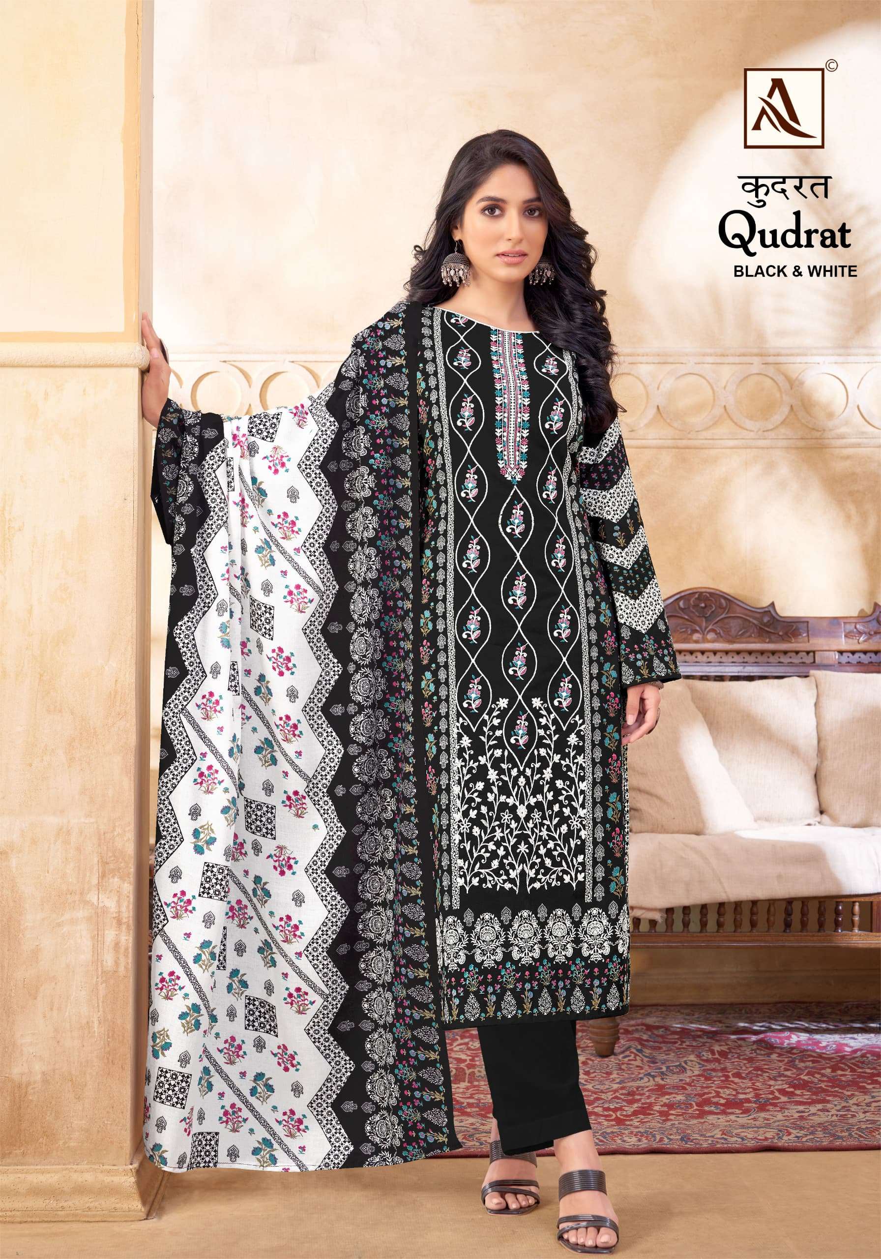 ALOK SUITS QUDRAT BLACK AND WHITE