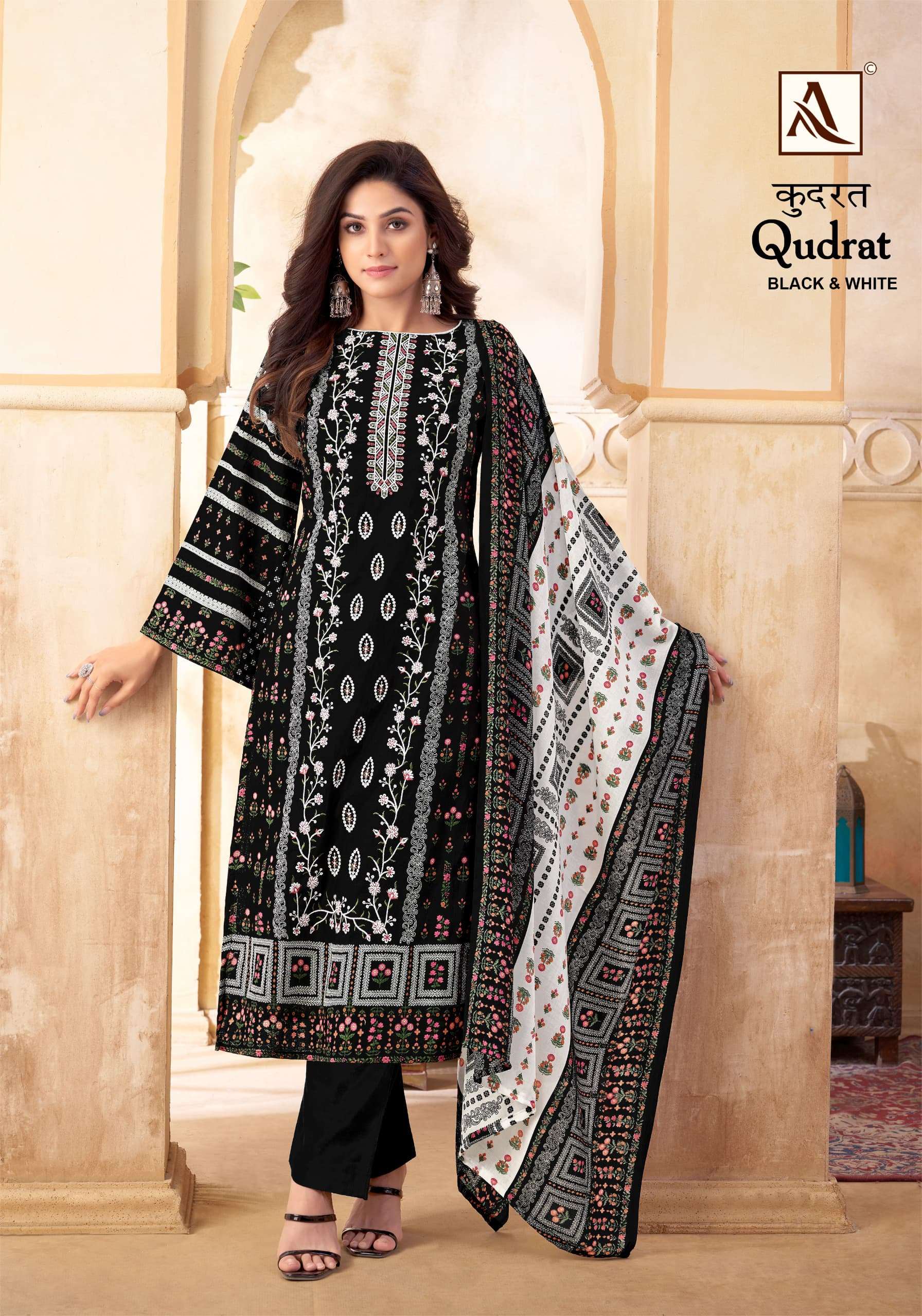 ALOK SUITS QUDRAT BLACK AND WHITE