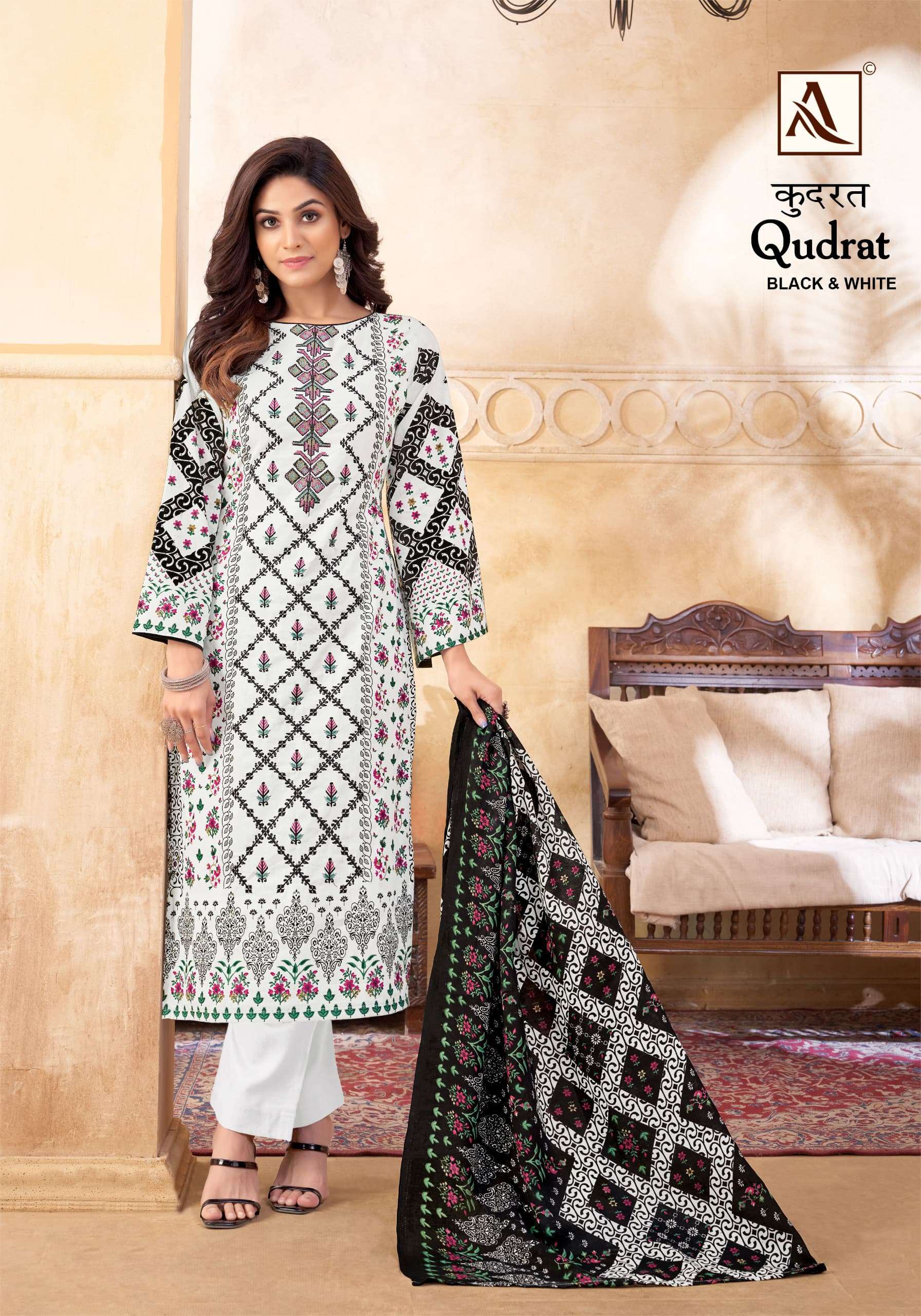 ALOK SUITS QUDRAT BLACK AND WHITE