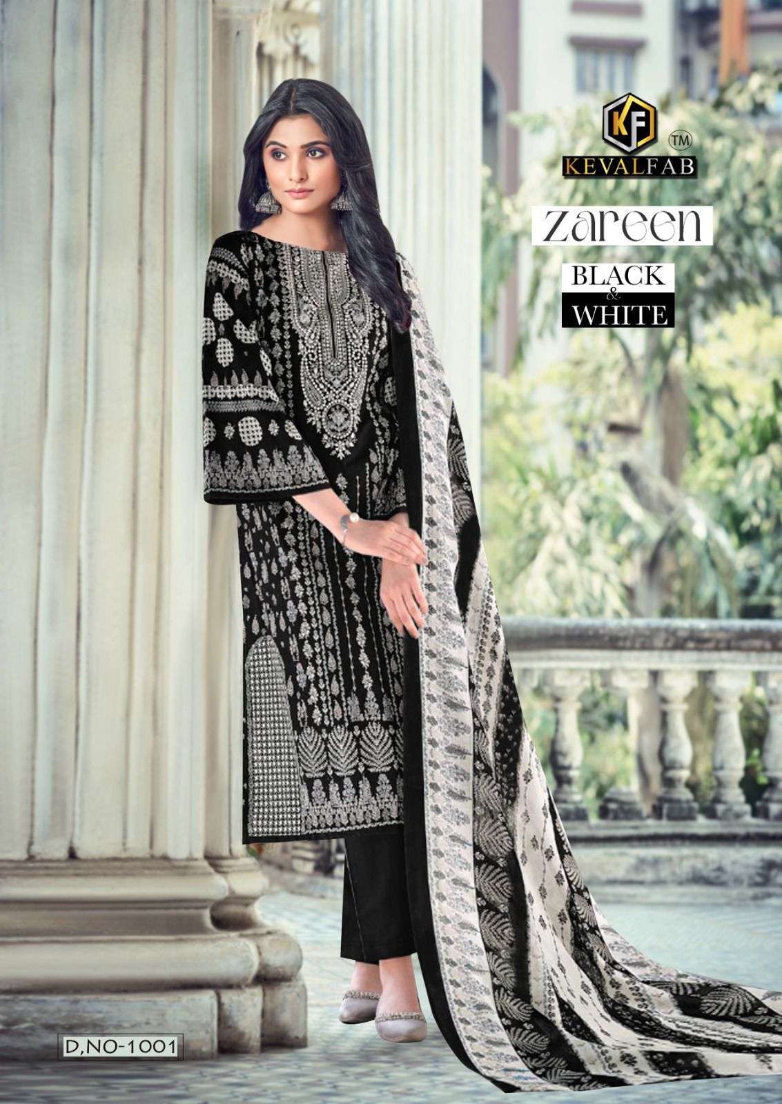 KEVAL FAB ZAREEN BLACK & WHITE 