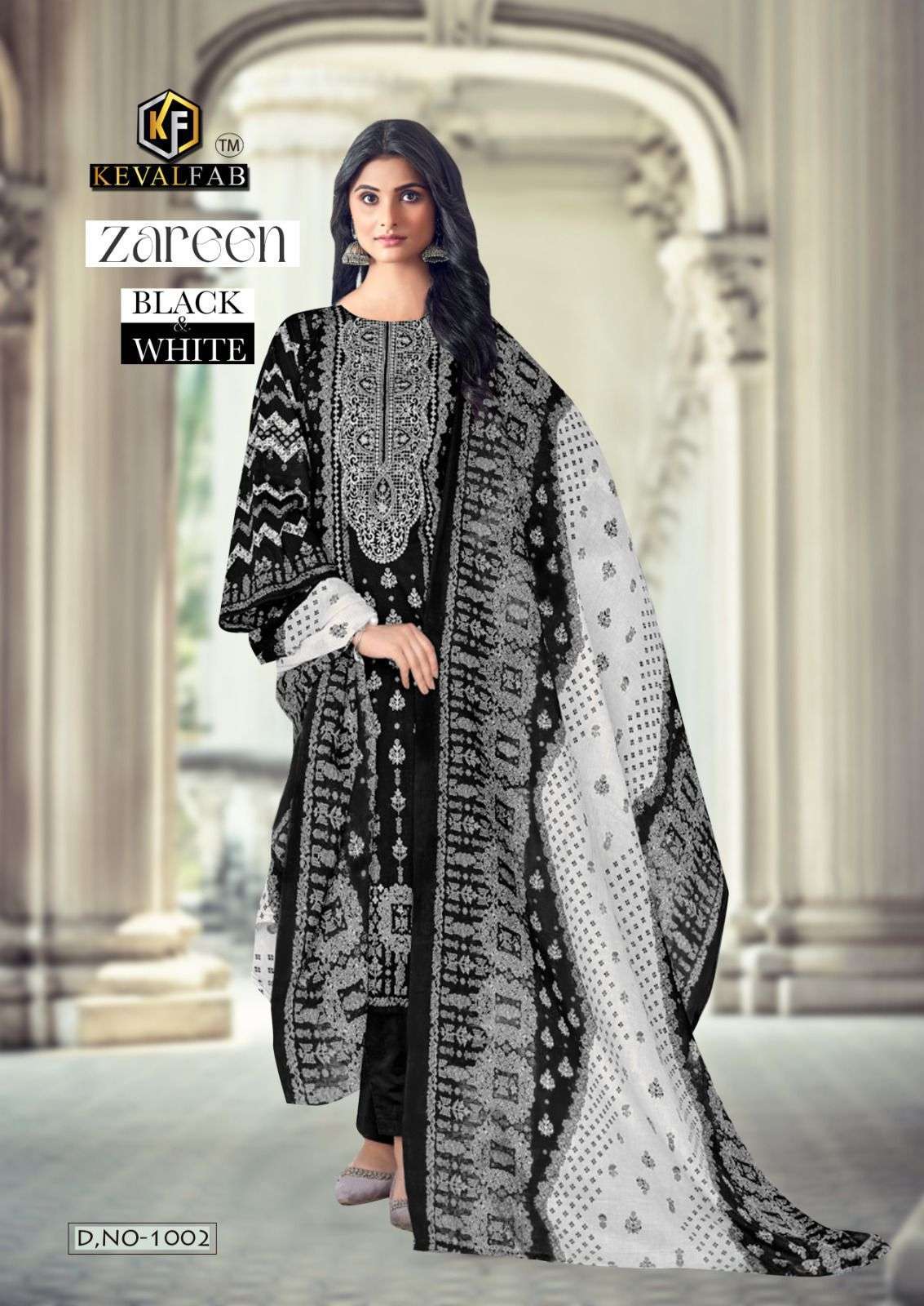 KEVAL FAB ZAREEN BLACK & WHITE 