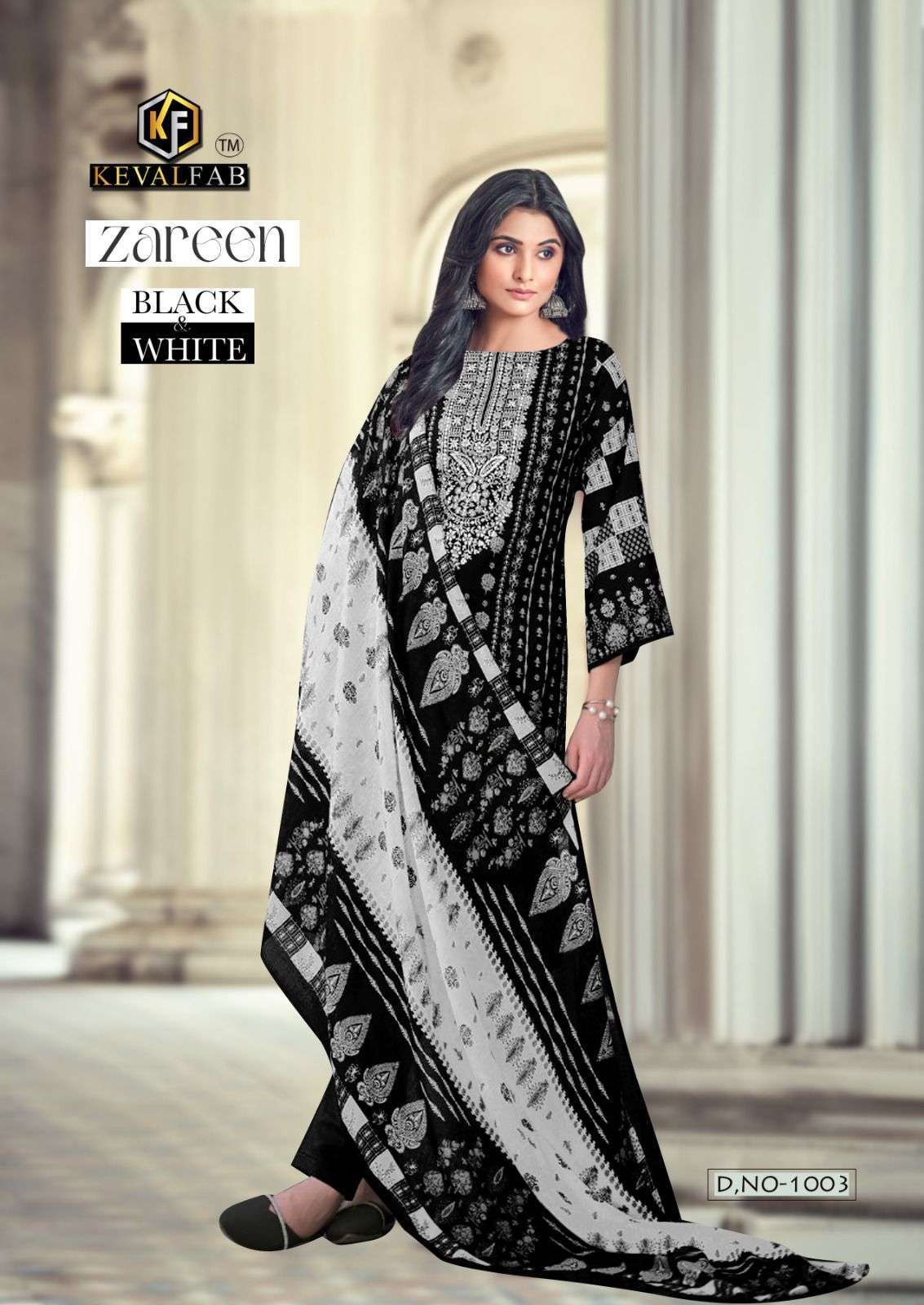 KEVAL FAB ZAREEN BLACK & WHITE 