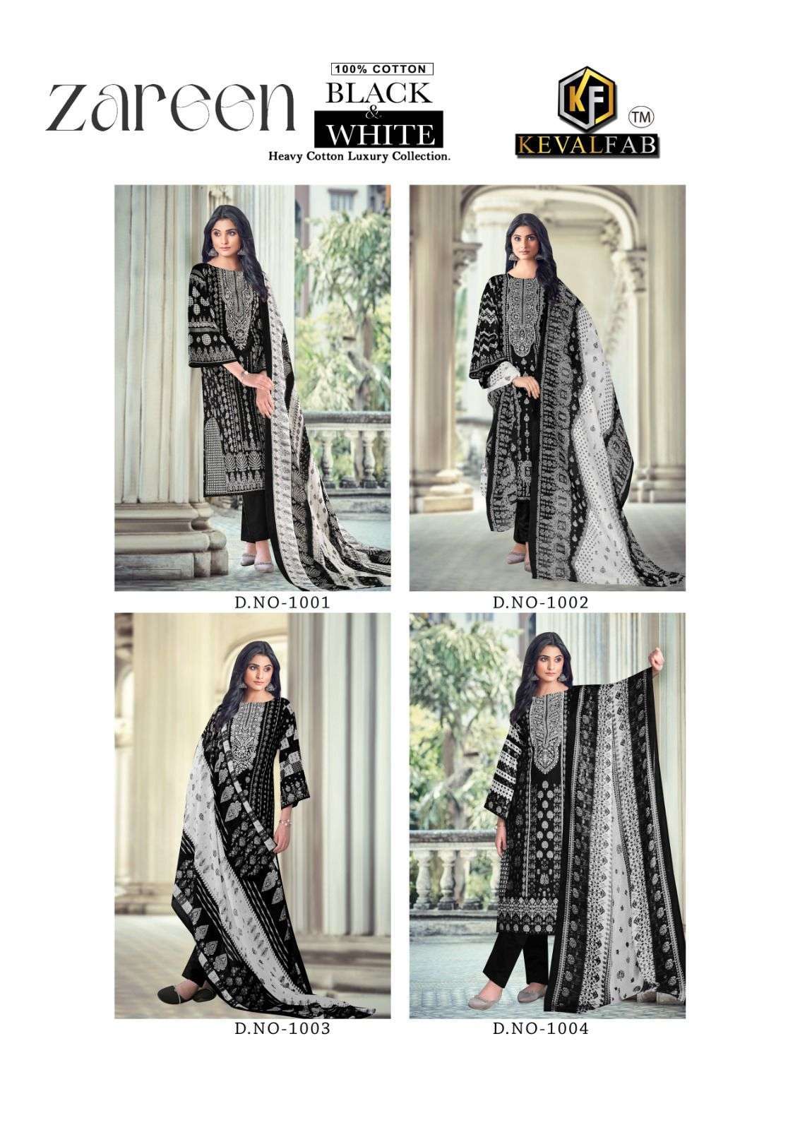 KEVAL FAB ZAREEN BLACK & WHITE 