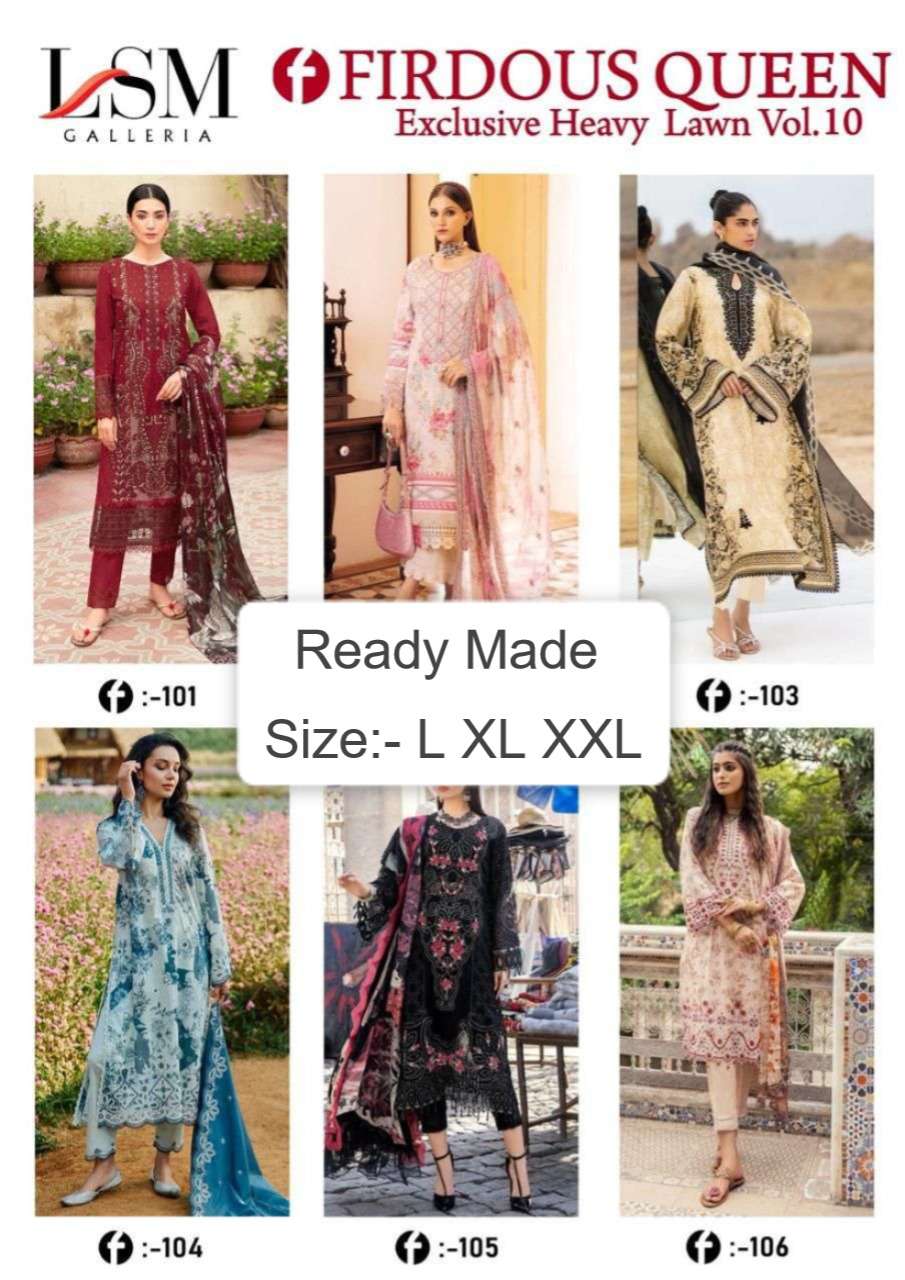 FIRDOUS QUEEN LAWN VOL 10 READY MADE COLLECTION