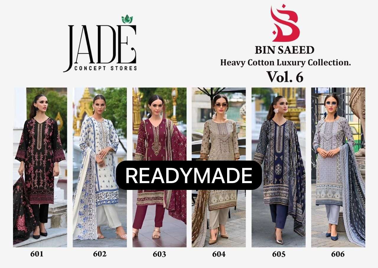 JADE  BIN SAEED HEAVY COTTON LUXURY COLLECTION VOL 6 READY MADE COLLECTION