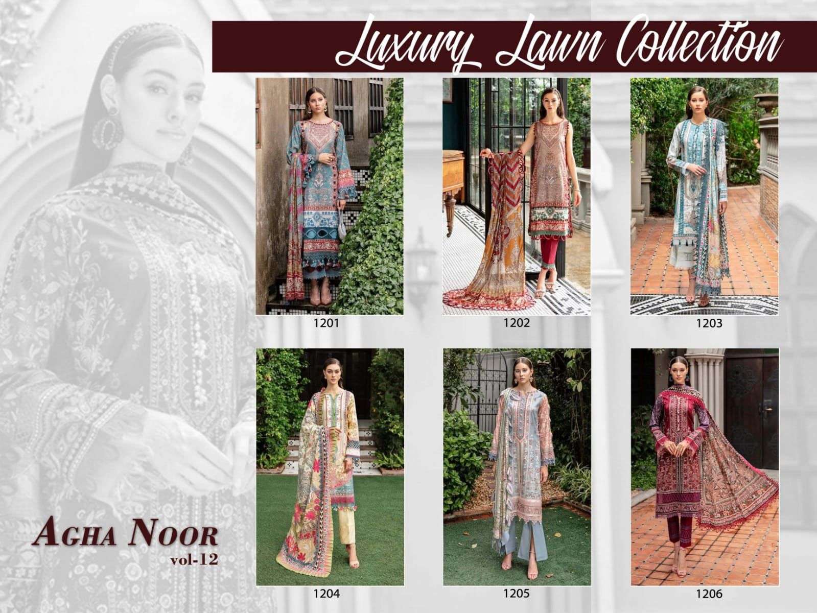 AGHA NOOR LUXURY LAWN COLLECTION VOL 12