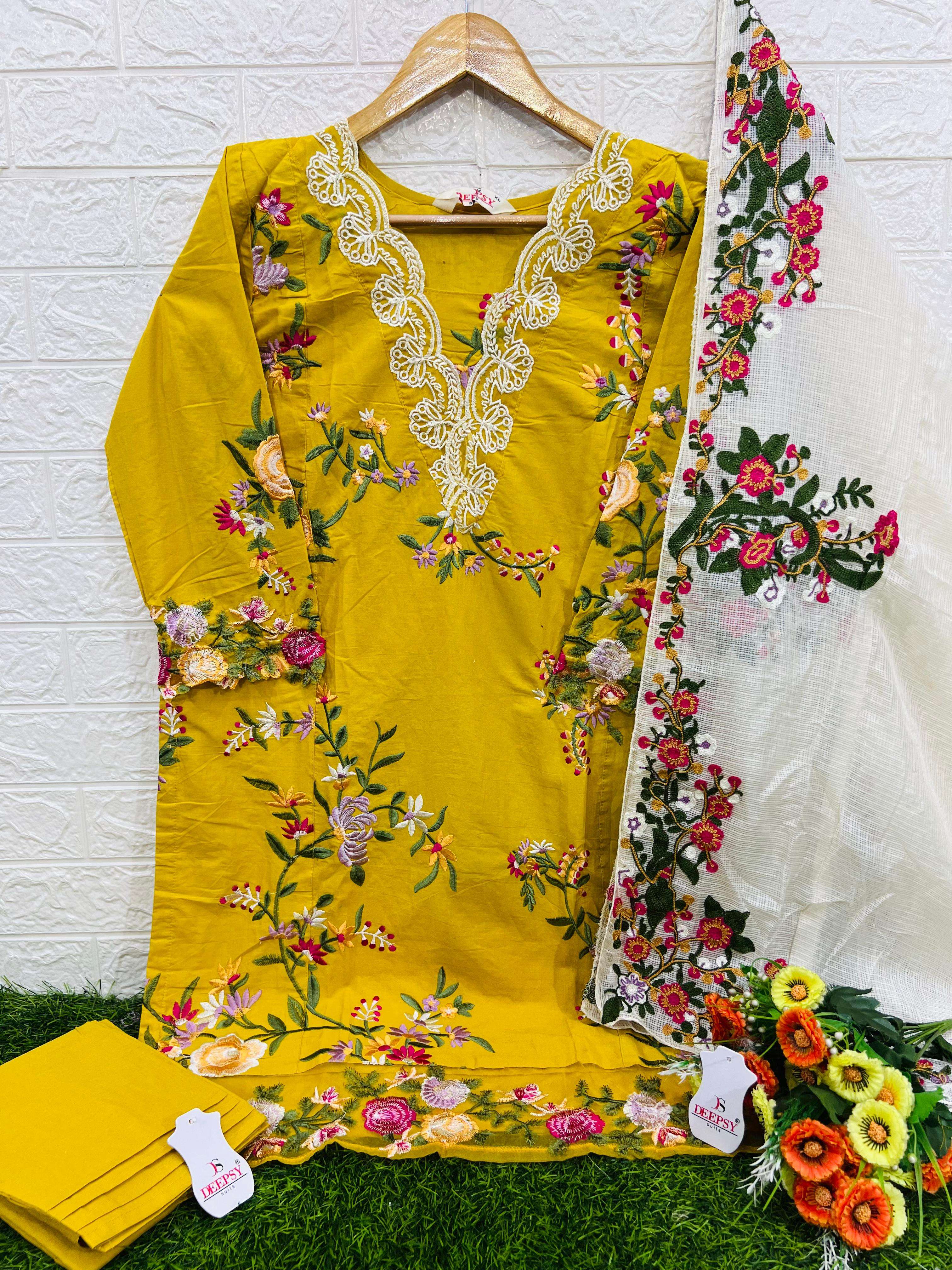 DEEPSY SUITS SANA SAFINAZ MUZLIN EMBROIDERED 24 READY MADE COLLECTION