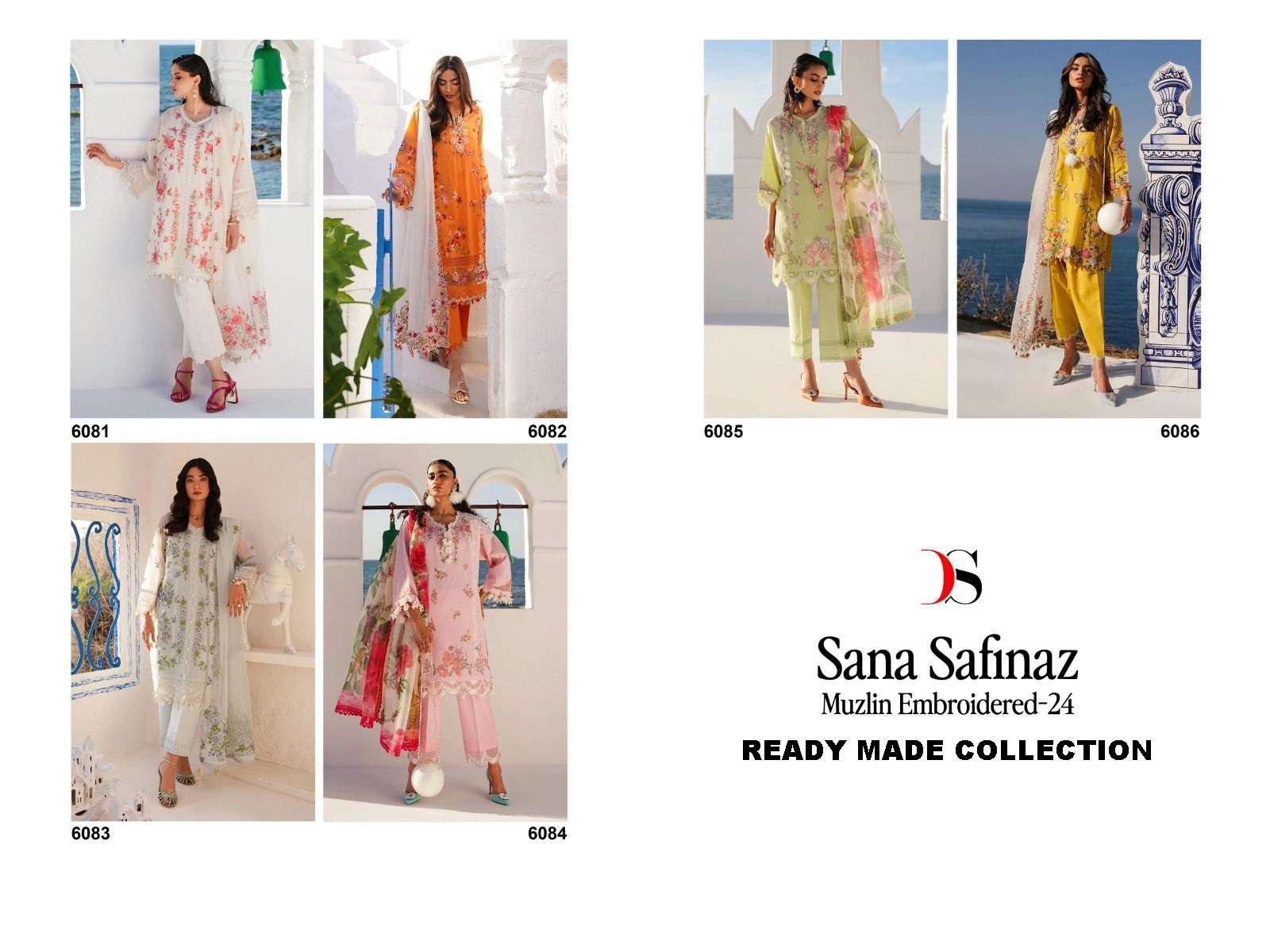 DEEPSY SUITS SANA SAFINAZ MUZLIN EMBROIDERED 24 READY MADE COLLECTION