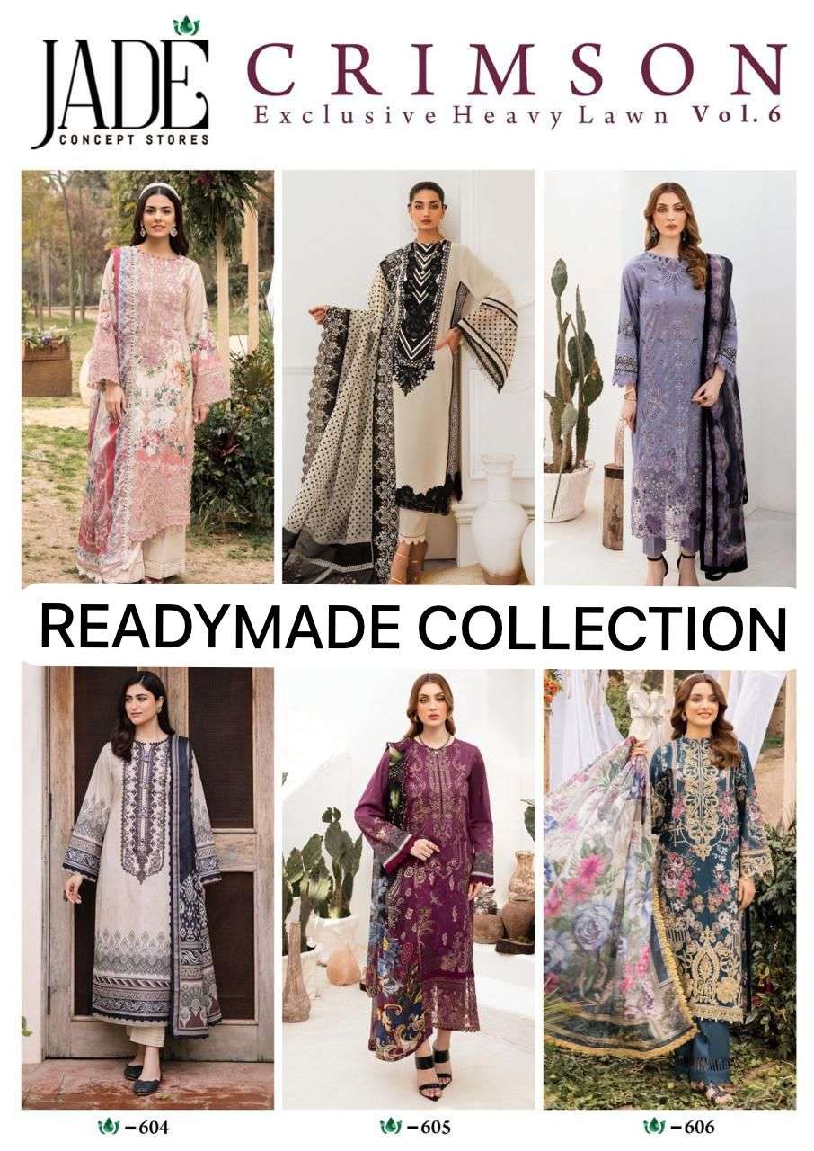 JADE CRIMSON EXCLUSIVE HEAVY LAWN COLLECTION VOL 6 READY MADE COLLECTION