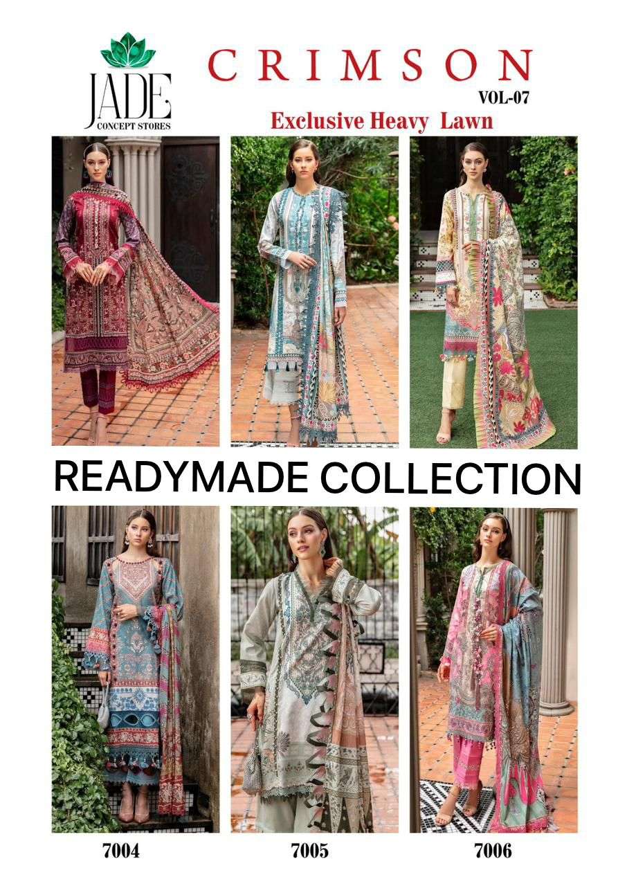 JADE CRIMSON EXCLUSIVE HEAVY LAWN COLLECTION VOL 7 READY MADE COLLECTION