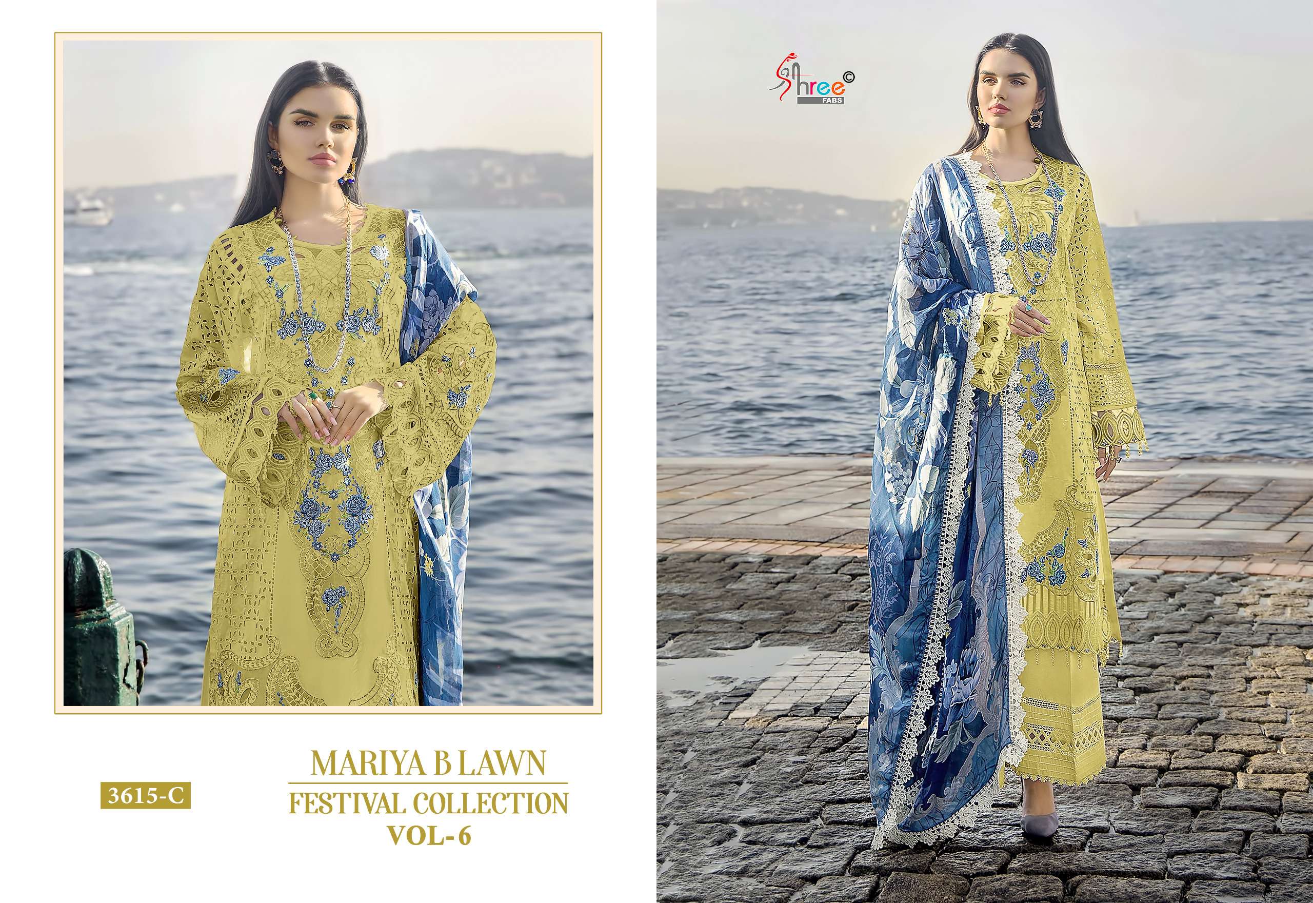 SHREE FABS MARIYA B LAWN FESTIVAL COLLECTION VOL 6 D NO 3615