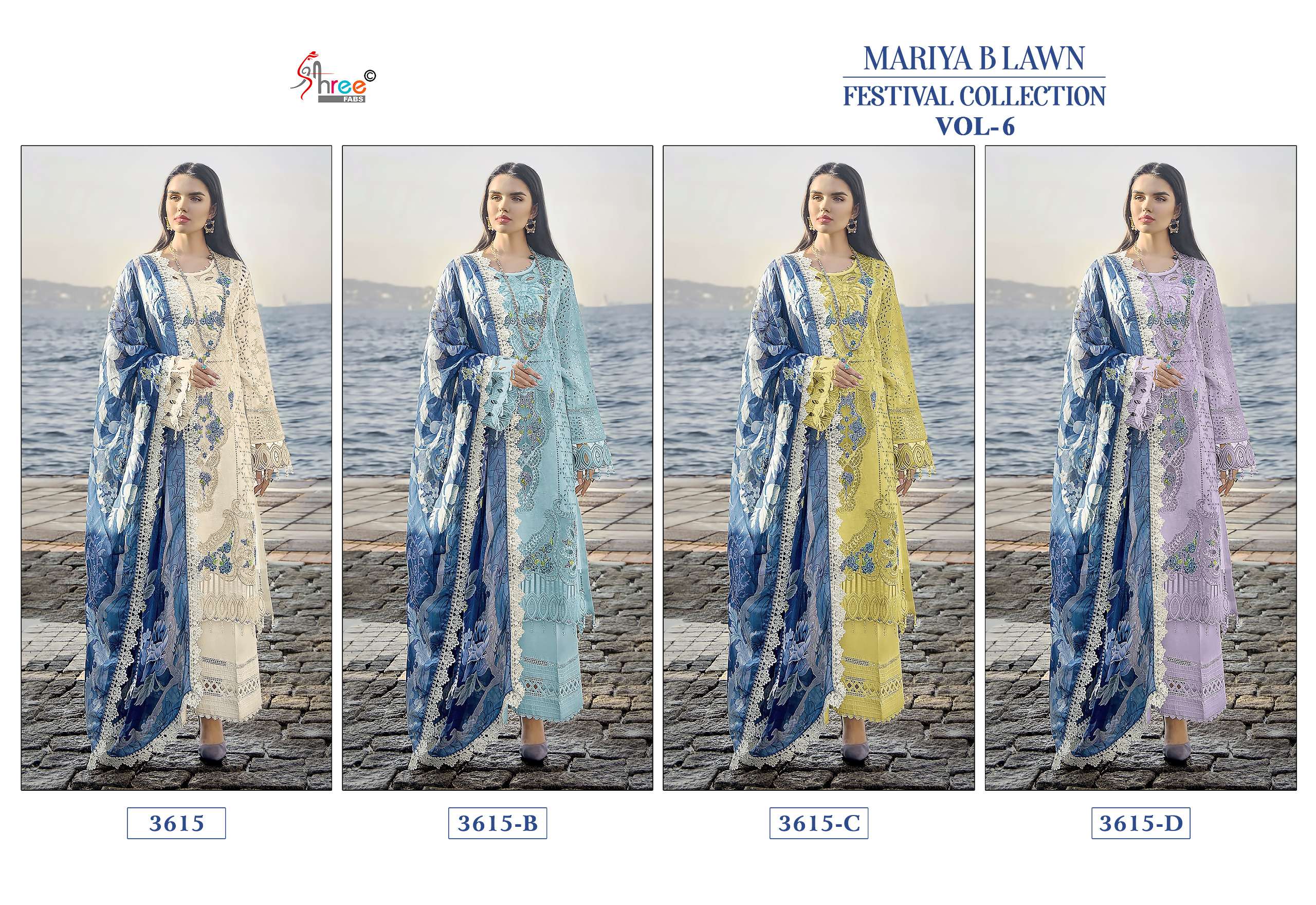 SHREE FABS MARIYA B LAWN FESTIVAL COLLECTION VOL 6 D NO 3615