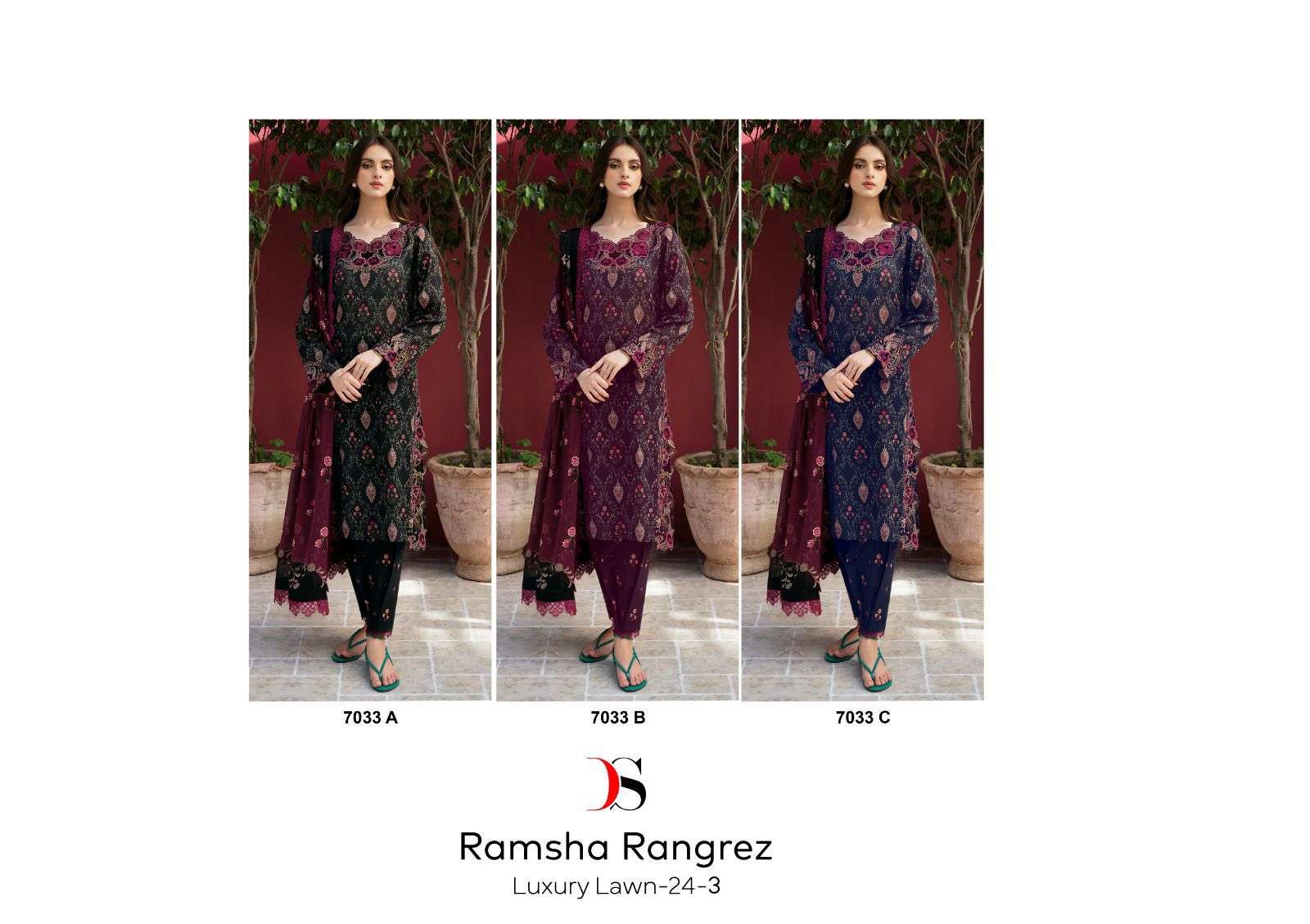 DEEPSY SUITS RAMSHA RUNGREZ LUXURY LAWN 24 VOL 3 D NO 7033