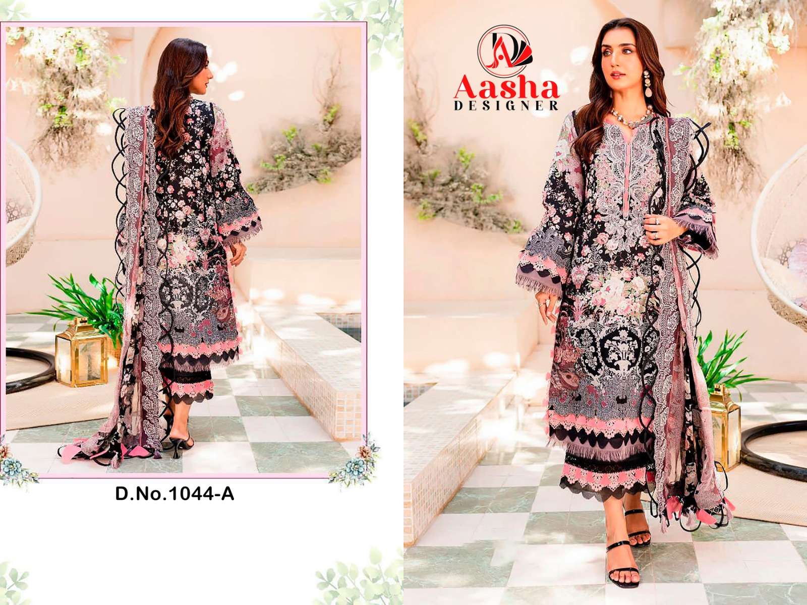 AASHA DESIGNER LAWN COLLECTION NEEDLE WONDER VOL 1 D NO 1044