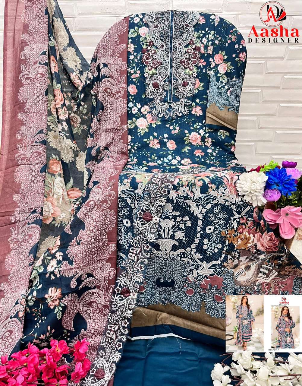 AASHA DESIGNER LAWN COLLECTION NEEDLE WONDER VOL 1 D NO 1044