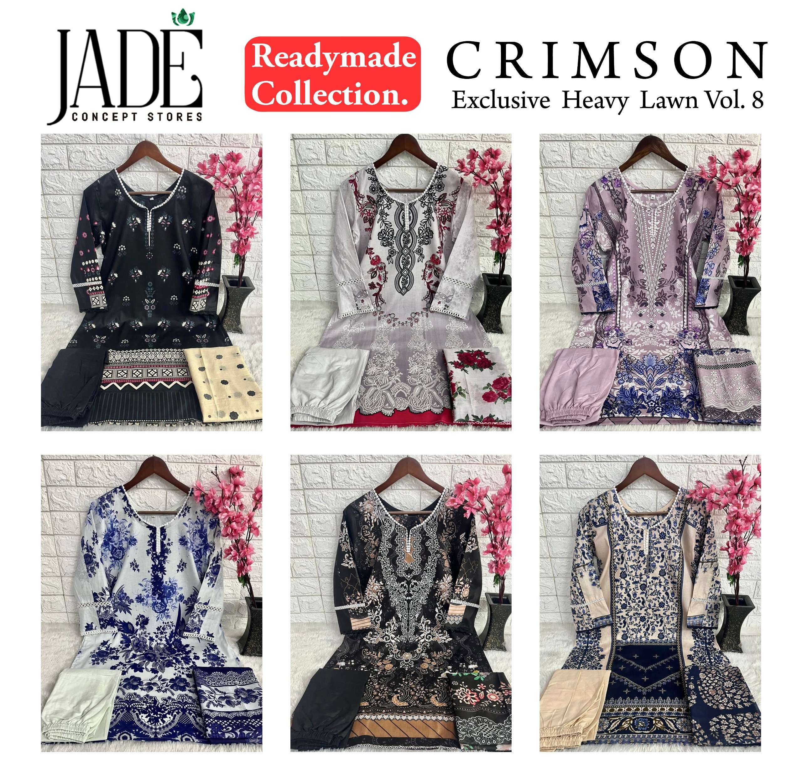 JADE CRIMSON EXCLUSIVE HEAVY LAWN VOL 8 READY MADE COLLECTION NEW DESIGNS