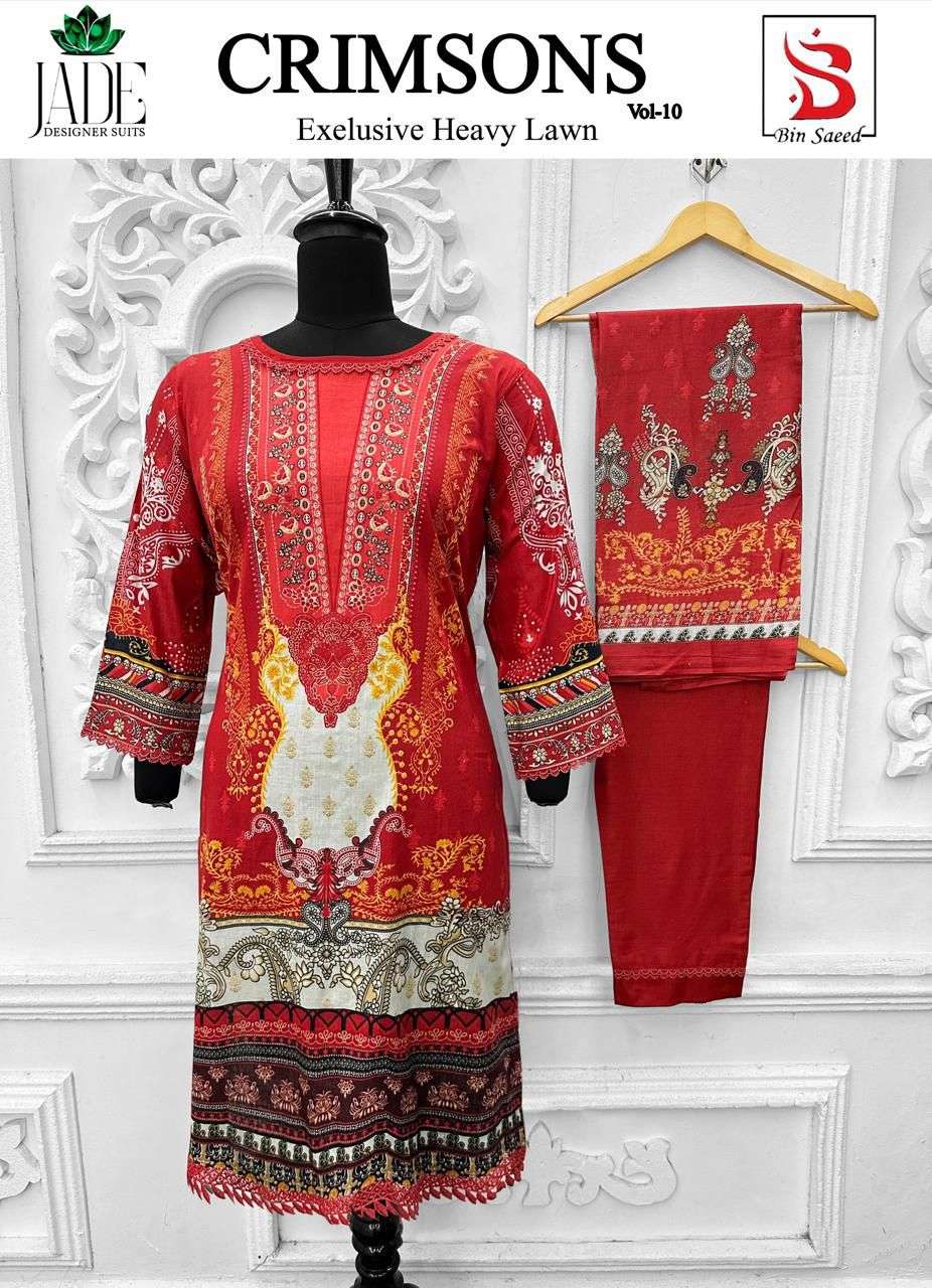 JADE CRIMSON EXCLUSIVE HEAVY LAWN COLLECTION VOL 10 READY MADE COLLECTION