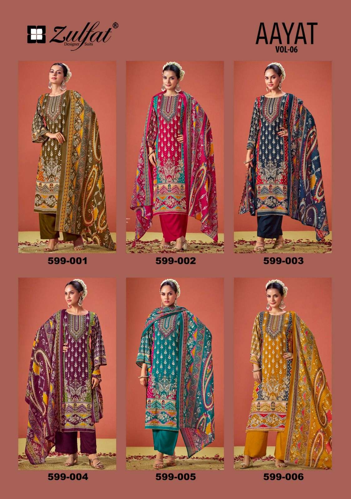 ZULFAT DESIGNER SUITS AAYAT VOL 6 