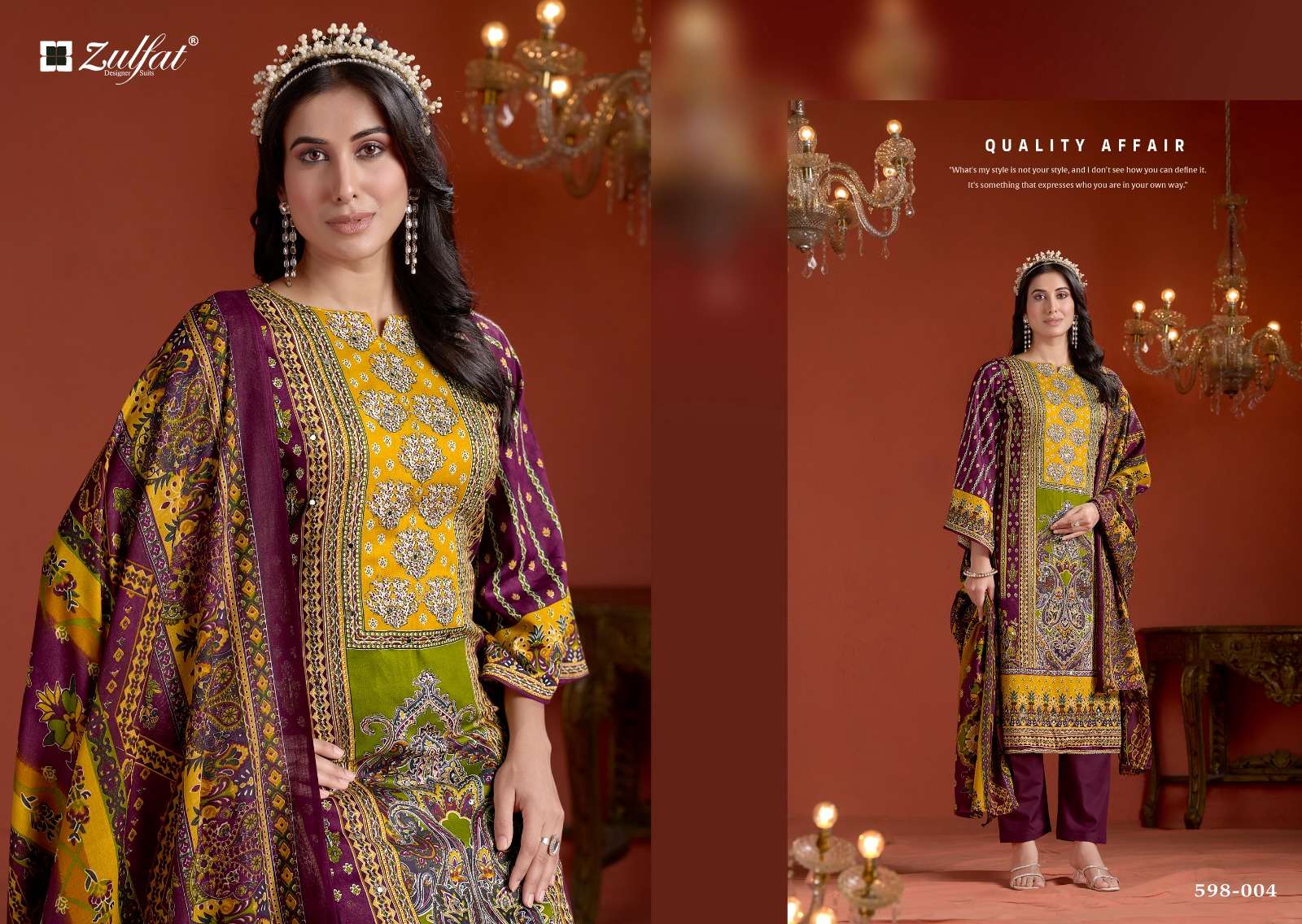 ZULFAT DESIGNER SUITS SAJNI VOL 2 JAM COTTON PRINT WITH FANCY HAND WORK SUIT