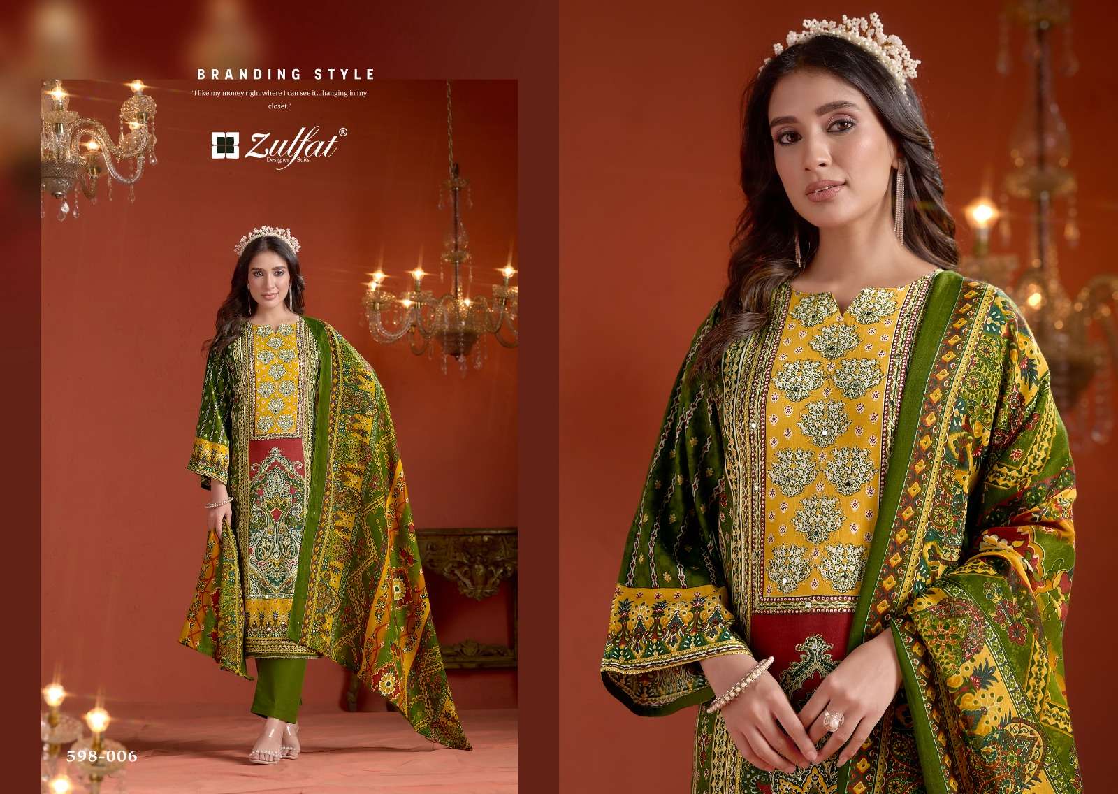 ZULFAT DESIGNER SUITS SAJNI VOL 2 JAM COTTON PRINT WITH FANCY HAND WORK SUIT