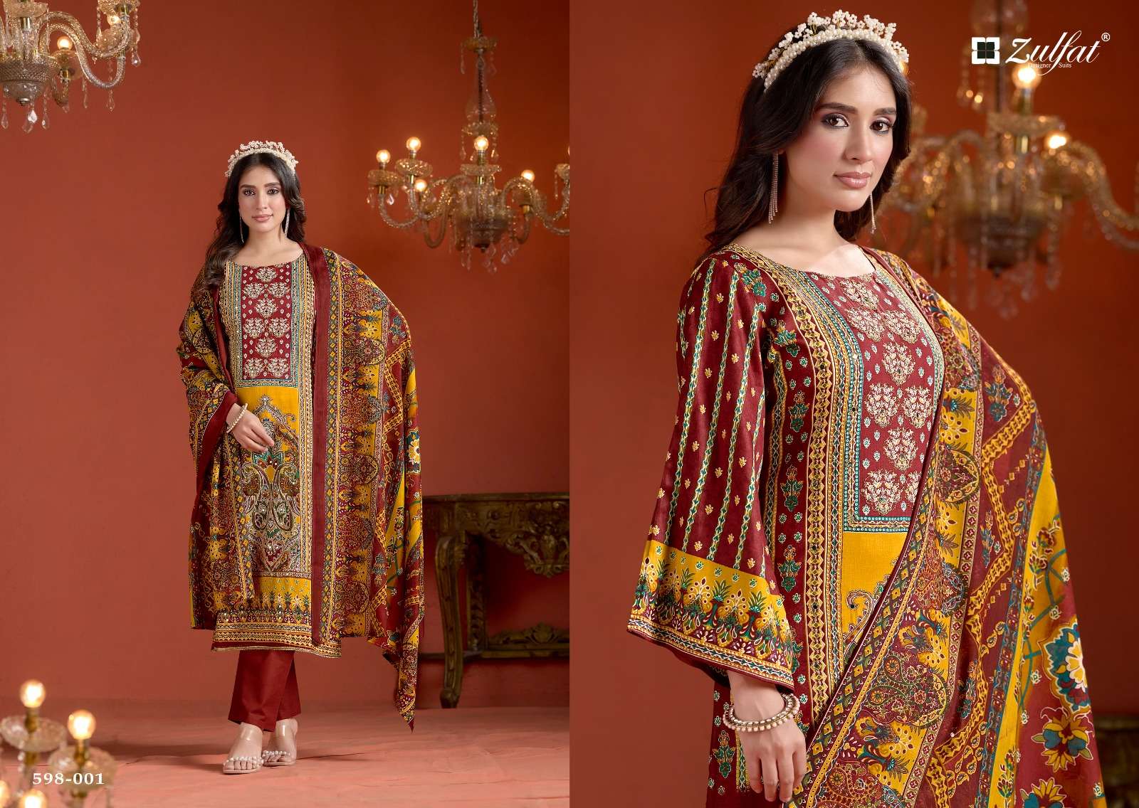 ZULFAT DESIGNER SUITS SAJNI VOL 2 JAM COTTON PRINT WITH FANCY HAND WORK SUIT