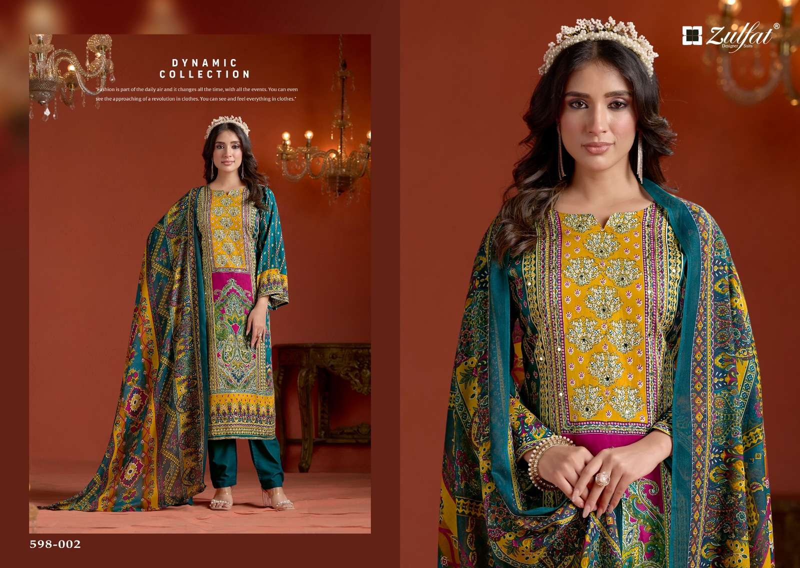 ZULFAT DESIGNER SUITS SAJNI VOL 2 JAM COTTON PRINT WITH FANCY HAND WORK SUIT