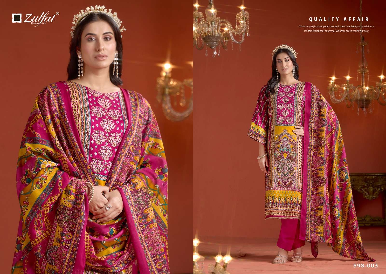 ZULFAT DESIGNER SUITS SAJNI VOL 2 JAM COTTON PRINT WITH FANCY HAND WORK SUIT