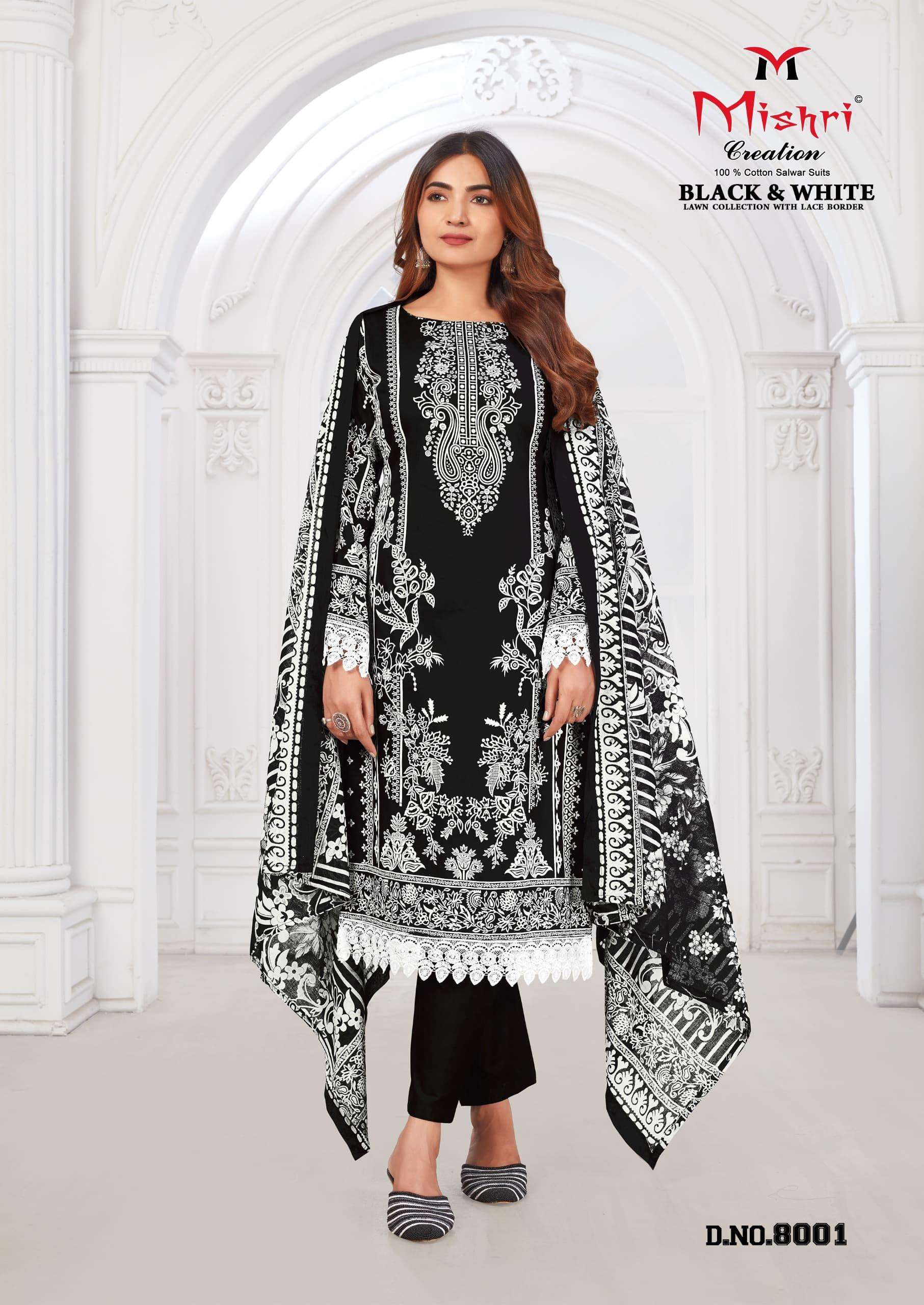 MISHRI CREATION BLACK & WHITE LAWN VOL 8 READY MADE COLLECTION