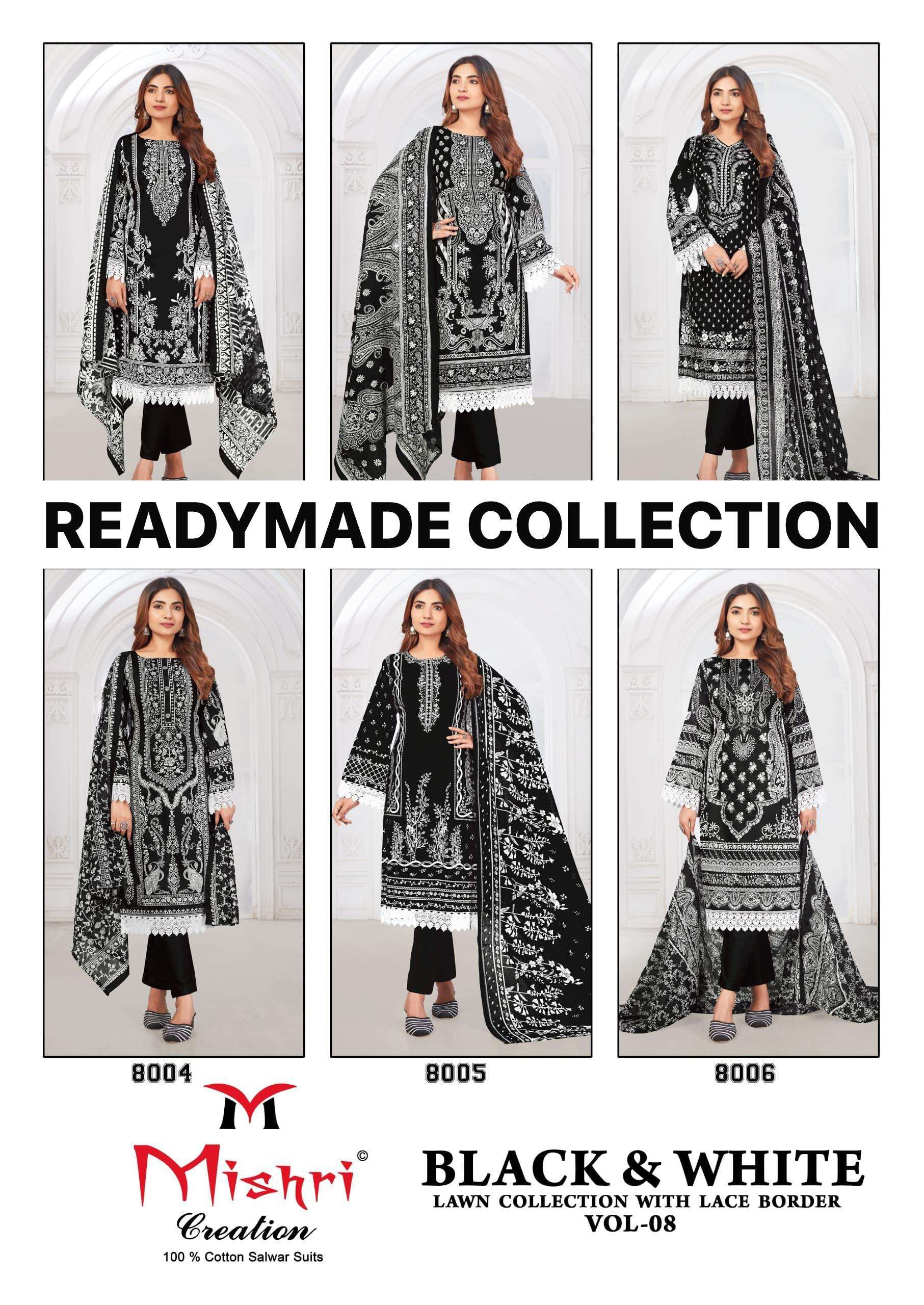 MISHRI CREATION BLACK & WHITE LAWN VOL 8 READY MADE COLLECTION